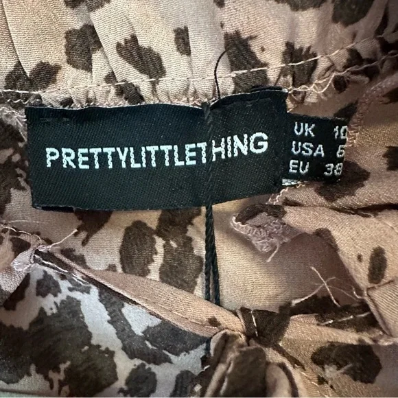 DUSTY PINK DALMATIAN TIE NECK PUFF SLEEVE WRAP SKIRT BODYCON DRESS SIZE MEDIUM - Picture 9 of 11